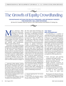 The Growth of Equity Crowdfunding