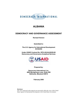Albania Democracy and Governance Assessment