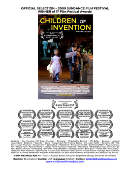 OFFICIAL SELECTION ~ 2009 SUNDANCE FILM FESTIVAL WINNER of 17 Film Festival Awards!