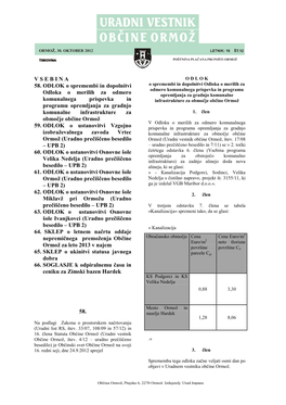 V S E B I N a 58. ODLOK O Spremembi in Dopolnitvi