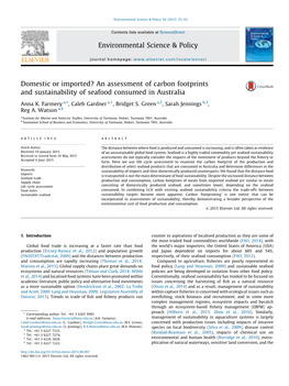 An Assessment of Carbon Footprints and Sustainability of Seafood