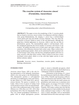 The Exocrine System of Aneuretus Simoni (Formicidae, Aneuretinae)