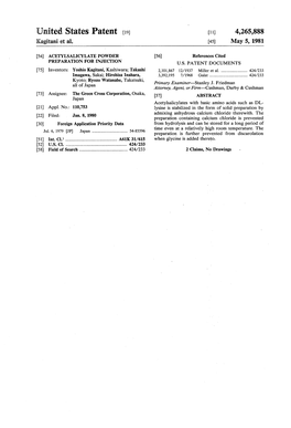 United States Patent (19) 1 4,265,888 Kagitani Et Al