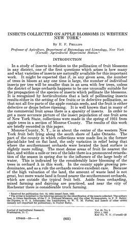 In a Study of Insects in Relation to the Pollination of Fruit Blossoms