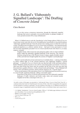 J. G. Ballard's 'Elaborately Signalled Landscape': the Drafting of Concrete Island