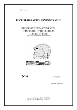 Recueil Des Actes Administratifs Du Service Departemental D'incendie Et