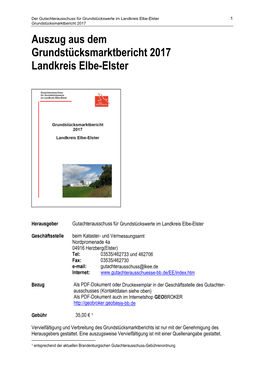 Auszug Aus Dem Grundstücksmarktbericht 2017 Landkreis Elbe-Elster