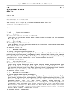 LOI 132.15 Sur Le Découpage Territorial (Ldecter) Du 30 Mai 2006