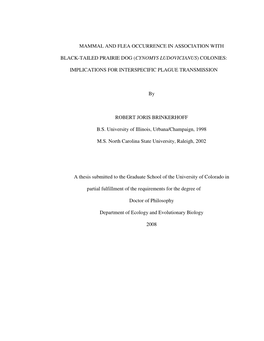 Mammal and Flea Occurrence in Association with Black-Tailed Prairie Dog