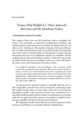 Peter Ackroyd's Dan Leno and the Limehouse Golem