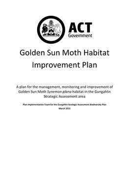 Golden Sun Moth Habitat Improvement Plan