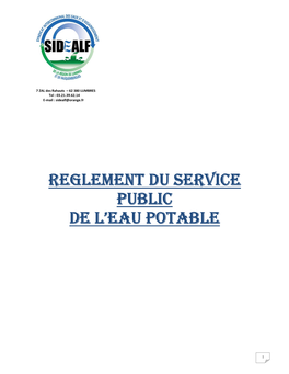 Reglement Du Service Public De L'eau Potable