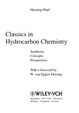 Classics in Hydrocarbon Chemistry