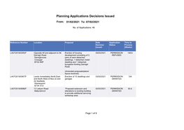 Planning Applications Decisions Issued