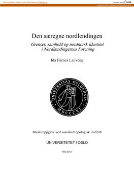 Nordnorsk Identitet I Nordlændingernes Forening