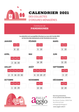 Calendrier 2021 Des Collectes D’Ordures Ménagères