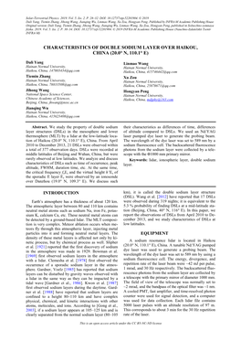 Characteristics of Double Sodium Layer Over Haikou, China (20.0° N, 110.1° E)