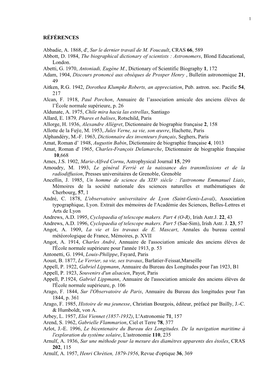 RÉFÉRENCES Abbadie, A. 1868, D', Sur Le Dernier Travail De M. Foucault