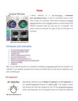 Ports Computer Port Examples