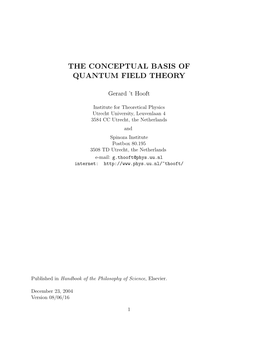 The Conceptual Basis of Quantum Field Theory