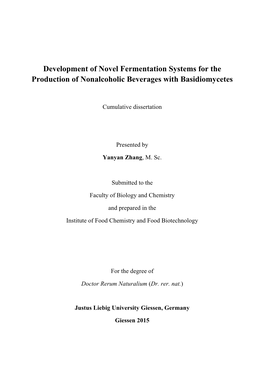 Development of Novel Fermentation Systems for the Production of Nonalcoholic Beverages with Basidiomycetes