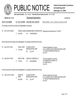 Broadcast Applications 11/20/2018