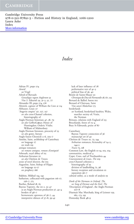 Fiction and History in England, 1066-1200 Laura Ashe Index More Information