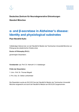 And Β-Secretase in Alzheimer's Disease