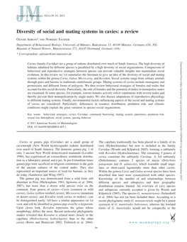 Diversity of Social and Mating Systems in Cavies: a Review