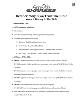 Why I Can Trust the Bible Week 1: History of the Bible