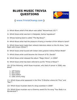 Blues Music Trivia Questions