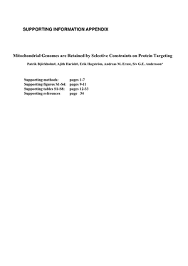 SUPPORTING INFORMATION APPENDIX Mitochondrial Genomes