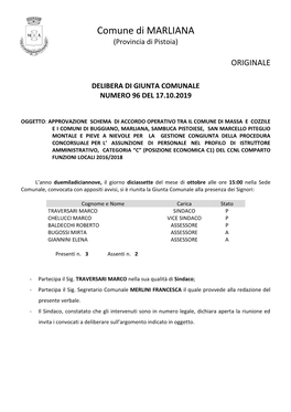 Delibera Di Giunta Comunale Numero 96 Del 17.10.2019