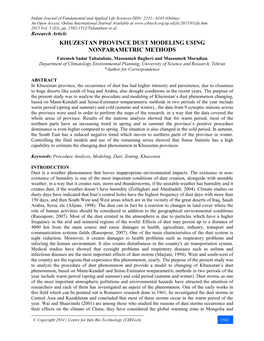 Khuzestan Province Dust Modeling Using