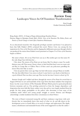 Review Essay Landscapes/Voices In/Of Transition/Transformation
