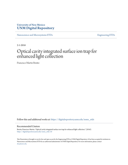 Optical Cavity Integrated Surface Ion Trap for Enhanced Light Collection Francisco Martin Benito