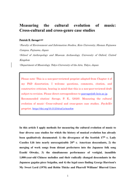 Measuring the Cultural Evolution of Music: Cross-Cultural and Cross-Genre Case Studies