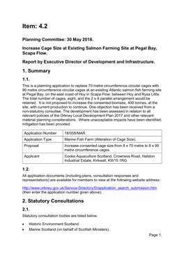 Proposed Increase of Cage Size at Existing Salmon Farm at Pegal Bay