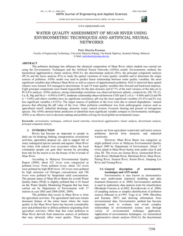 Water Quality Assessment of Muar River Using Environmetric Techniques and Artificial Neural Networks