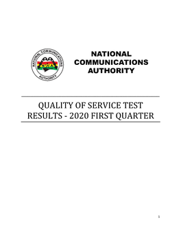Quality of Service Test Results - 2020 First Quarter