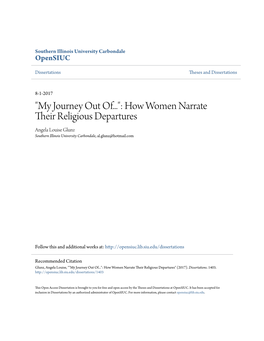 How Women Narrate Their Religious Departures Angela Louise Glunz Southern Illinois University Carbondale, Al.Glunz@Hotmail.Com