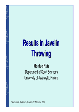 Results in Javelin Throwing