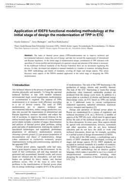 Application of IDEF0 Functional Modeling Methodology at the Initial Stage of Design the Modernization of TPP in ETC