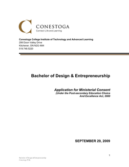 Bachelor of Design & Entrepreneurship
