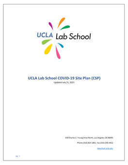 UCLA Lab School COVID-19 Site Plan (CSP) Updated July 21, 2021