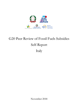 G20 Peer Review of Fossil Fuels Subsidies Self-Report Italy