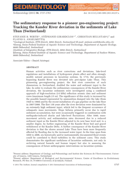 Tracking the Kander River Deviation in the Sediments of Lake Thun (Switzerland)