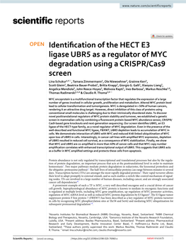 Identification of the HECT E3 Ligase UBR5 As a Regulator of MYC