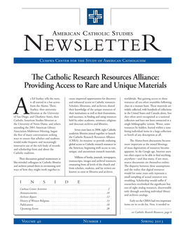 American Catholic Studies Newsletter Spring 2013