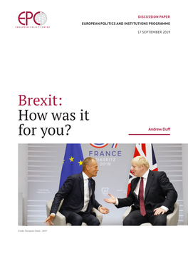 Brexit: How Was It for You? Andrew Duff